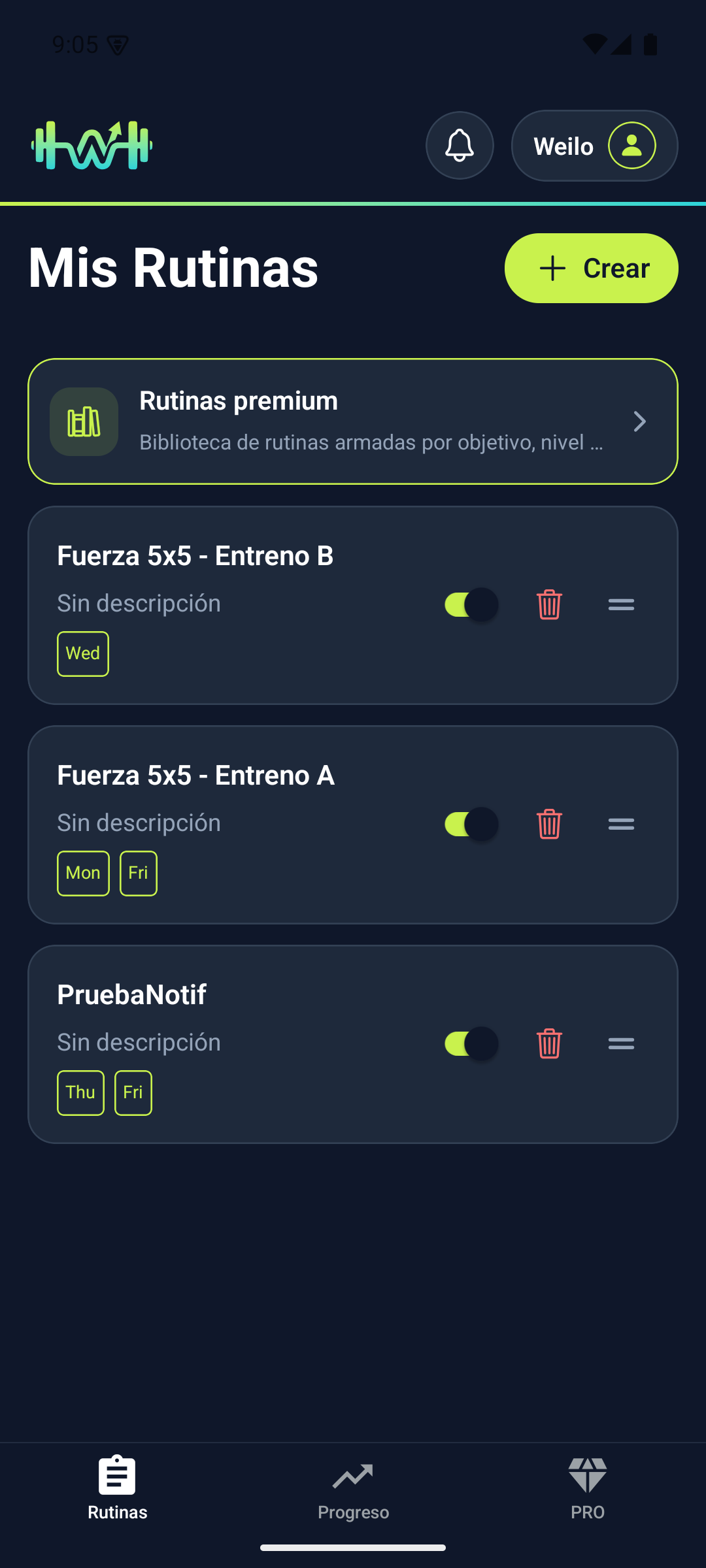 Tus rutinas, siempre con vos
